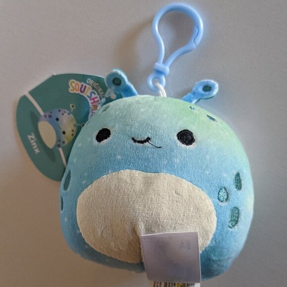 NWT 3.5" Zinx the Cute Alien Purse Clip On Squishmallows Mini Plush Animal Blue - Picture 2 of 6